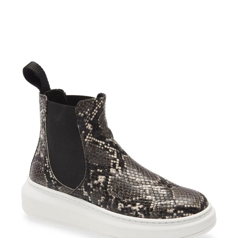 CORDANI Preston Embossed Leather Bootie - Black Python Print Leather
